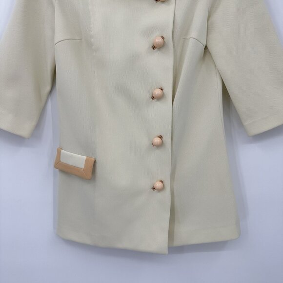 vintage 60s NARDIS OF DALLAS jacket blazer ivory MEDIUM go-go peter pan collar - Picture 6 of 12